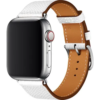 Řemínek na hodinky Kožený řemínek pro Apple Watch (42/44/45 mm) white