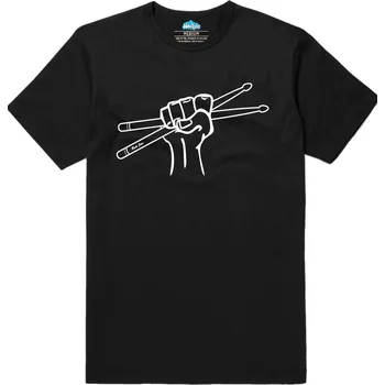Pánské tričko Pánské tričko Paličky ruka bubeníka Drumsticks Hand (Velikost: M, Barva: Černá)