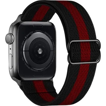 Řemínek na hodinky Scrunchie řemínek pro Apple Watch (42/44/45mm) black Pruh red