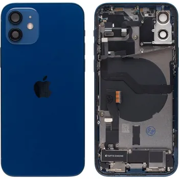 Náhradní kryt pro mobilní telefon Apple iPhone 12 - Zadní housing s předinstalovanými díly (Blue)