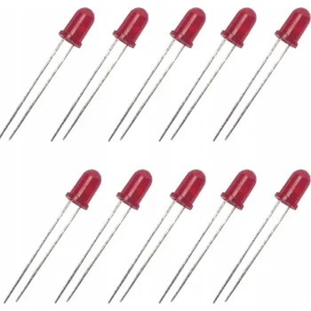 Dioda Difúzní LED dioda 5mm 20mA Červená - Sada 10 kusů pro Elektroniku