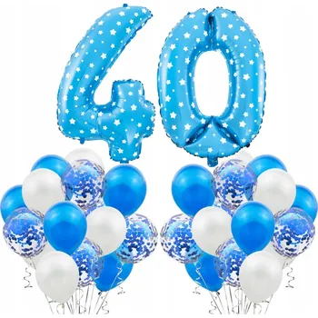Balónek Modrá sada na 40. narozeniny, výročí svatby - BALÓNKY modré, bílé, konfety
