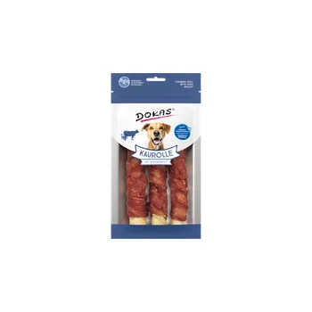 Pamlsek pro psa Dokas Tyčky z hovězí kůže obalené kachním masem 150 g