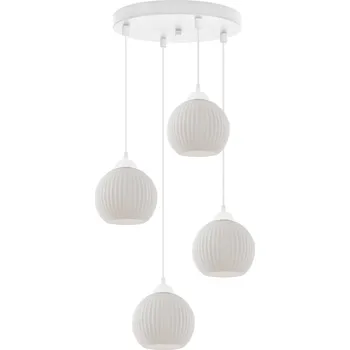 Závěsné svítidlo Riffle Round, 4x bílé skleněné stínítko, w, o