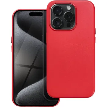 Náhradní kryt pro mobilní telefon Kožený Kryt Mag Cover iPhone 15 Pro červený