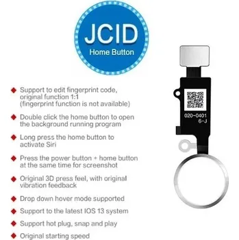 Náhradní díl pro mobilní telefon Apple iPhone 7, 7 Plus, 8, 8 Plus, SE 2020, SE 2022 - JC 6. generace 3D Touch - home button - Tlačítko Home s funkcí zpět (Silver)