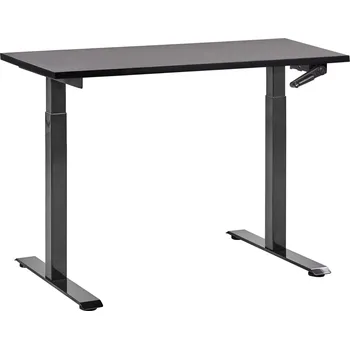 Psací stůl Výškově nastavitelný psací stůl černá deska stolu černý ocelový rám 120 x 72 cm manuální nastavení výšky moderní kanceláře Beliani