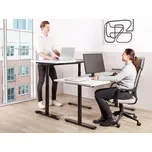 Výškově nastavitelný psací stůl bílá deska stolu černý ocelový rám 180 x 80 cm elektrické nastavení výšky moderní kanceláře Beliani