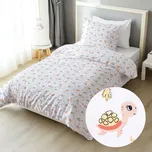 Dětské bavlněné ložní povlečení Sandra SA-373 Veselé želvičky na bílém Jednolůžko 140x200 a 70x90 cm