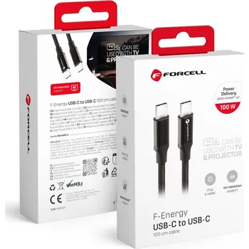 Kabel Forcell F-Energy C338 Kabel Type C na Type C Pd Qc4.0 3A 60W 1 M black