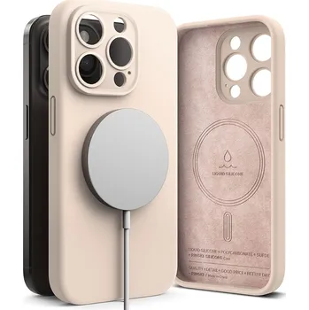 Náhradní kryt pro mobilní telefon Kryt Ringke Silicone Magnetic Magsafe iPhone 15 Pro Max Pink sand