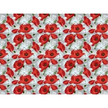 Bavlněná látka vlčí máky a květ š.140