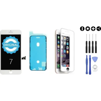 MULTIPACK - Original Bílý LCD displej iPhone 7 + lepidlo na LCD (lepení pod displej) + 3D ochranné sklo + sada nářadí