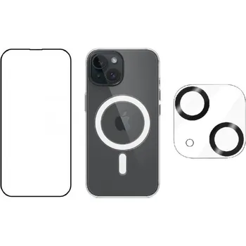 Náhradní díl pro mobilní telefon 3PACK - Hydrogel + Crystal Air kryt s Magsafe + ochranné sklíčko kamery pro iPhone 15