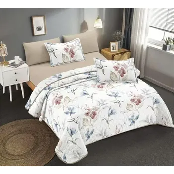 Povlečení Bavlissimo Francouzské 6-dílné povlečení 200x220 cm (bílá se vzorem květin)