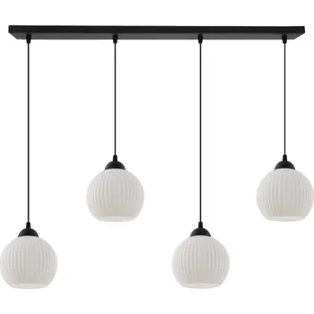 Závěsné svítidlo Riffle Round, 4x bílé skleněné stínítko, b