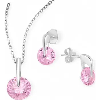 Náušnice Stříbrný set Barva RŮŽOVÝ