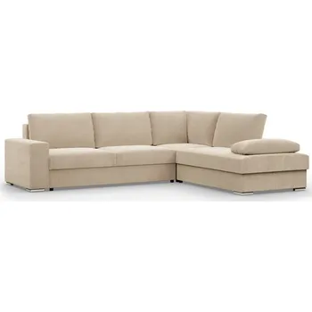 Obývací pokoj Rohová rozkládací sedací souprava FESTINA Pravá Béžová