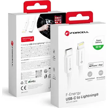 Kabel Forcell F-Energy C901 Kabel typu C na blesk Mfi Pd 3A 30W 1 M bílý