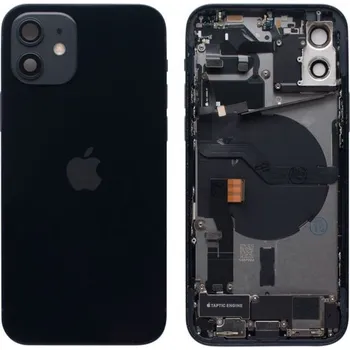 Náhradní kryt pro mobilní telefon Apple iPhone 12 - Zadní housing s předinstalovanými díly (Black)