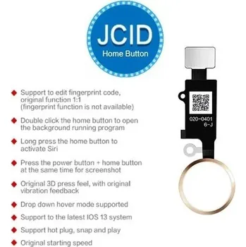 Náhradní díl pro mobilní telefon Apple iPhone 7, 7 Plus, 8, 8 Plus, SE 2020, SE 2022 - JC 6. generace 3D Touch - home button - tlačítko Home s funkcí zpět (Gold)
