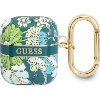 Náhradní kryt pro mobilní telefon Kryt Guess Case Apple AirPods 1/2 Gua2Hhfln (Flower Strap Collection) Green