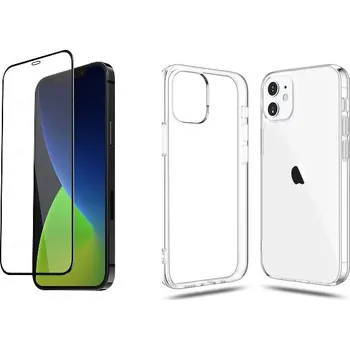 Náhradní díl pro mobilní telefon 2PACK - 3D ochranné sklo + průhledný kryt pro iPhone 12