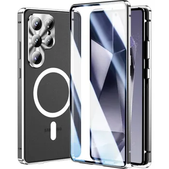 Pouzdro na mobilní telefon VSECHNONAMOBIL 102892 MAGSAFE MAGNETIC Celotělový ochranný kryt Samsung Galaxy S25 Ultra 5G stříbrný