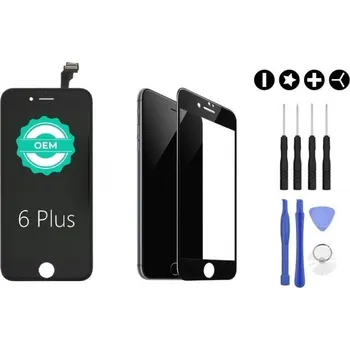 MULTIPACK - Černý LCD displej iPhone 6 Plus + 3D ochranné sklo + sada nářadí