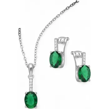 Náušnice Stříbrný set Tannaz ZELENÝ