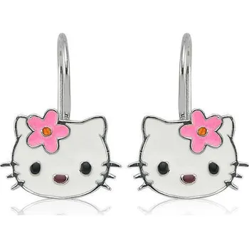 Náušnice Stříbrné dětské náušnice Kitty BÍLÉ