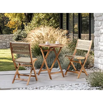 Zahradní stůl Zahradní bistro stůl hnědý akáciové dřevo ø 60 cm skládací venkovní kulatý tradiční retro styl Beliani