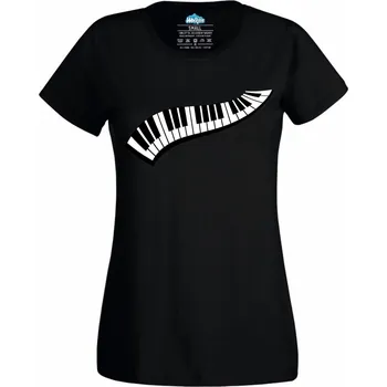 Dámské tričko Dámské tričko Klávesová vlna piana (Velikost: M, Barva: Černá)