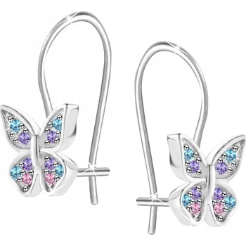 Náušnice STŘÍBRNÉ NÁUŠNICE MOTÝLCI MOTÝLI VISACÍ STŘÍBRO 925