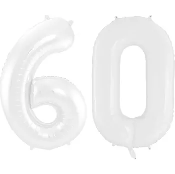Balónek Balónky ČÍSLA BÍLÉ 60 k narozeninám výročí oslavě párty 100 cm