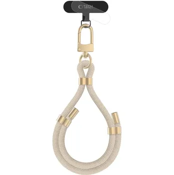 Řemínek na hodinky Řemínek na zápěstí/šňůrka na telefon Tech-Protect C4S Rope Wrist Strap beige/gold
