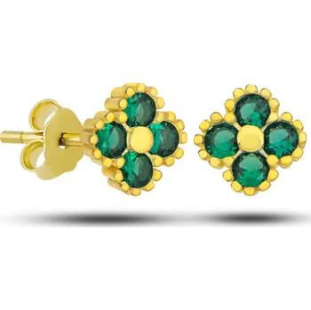 Náušnice Stříbrné dětské náušnice Flower ZELENÉ