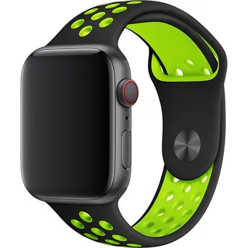 Řemínek na hodinky Řemínek pro Apple Watch (38/40/41 mm) Sport, black-Green (velikost L)