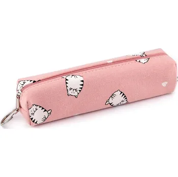 Penál Textilní pouzdro / penál kočky 18x4 cm, malé, 2 pudrová