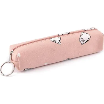 Penál Textilní pouzdro / penál kočky 18x4 cm, malé, 1 pudrová světlá