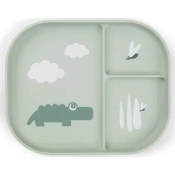 dětská jídelní sada Done by Deer Foodie dělený talíř Croco - Zelený