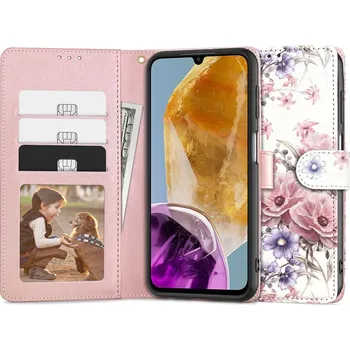 Náhradní kryt pro mobilní telefon Kryt Tech-Protect Wallet Samsung Galaxy M15 5G Blossom Flower