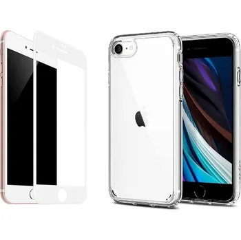 Náhradní díl pro mobilní telefon 2PACK - 3D bílé ochranné sklo + průhledný kryt pro iPhone 7/8/SE 2020 /2022