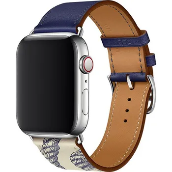Řemínek na hodinky Kožený řemínek pro Apple Watch (38/40/41mm) Encore Beton Blue