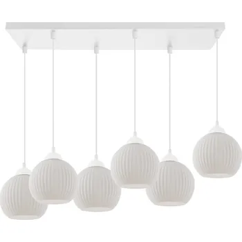 Závěsné svítidlo Riffle Round, 6x bílé skleněné stínítko, w