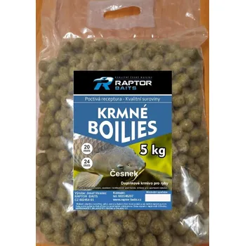 Boilies Raptor Baits krmné boilies Česnek 5 kg 24mm
