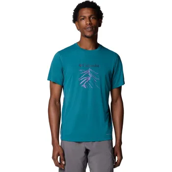Pánské tričko Pánské Tričko s krátkým rukávem COLUMBIA ZERO RULES LIGHT SS GRAPHIC CREW 2118541364 – Zelená XL