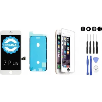 MULTIPACK - Original bílý LCD displej iPhone 7 Plus + lepidlo na LCD (lepení pod displej) + 3D ochranné sklo + sada nářadí