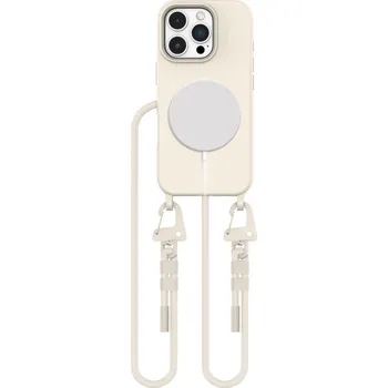Náhradní kryt pro mobilní telefon Kryt se šňůrkou na krk/popruhem na tělo Tech-Protect Magnecklace Magsafe iPhone 16 Pro Latte