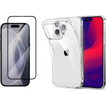 Náhradní díl pro mobilní telefon 2PACK - 3D ochranné tvrzené sklo + průhledný kryt pro iPhone 15 Pro Max